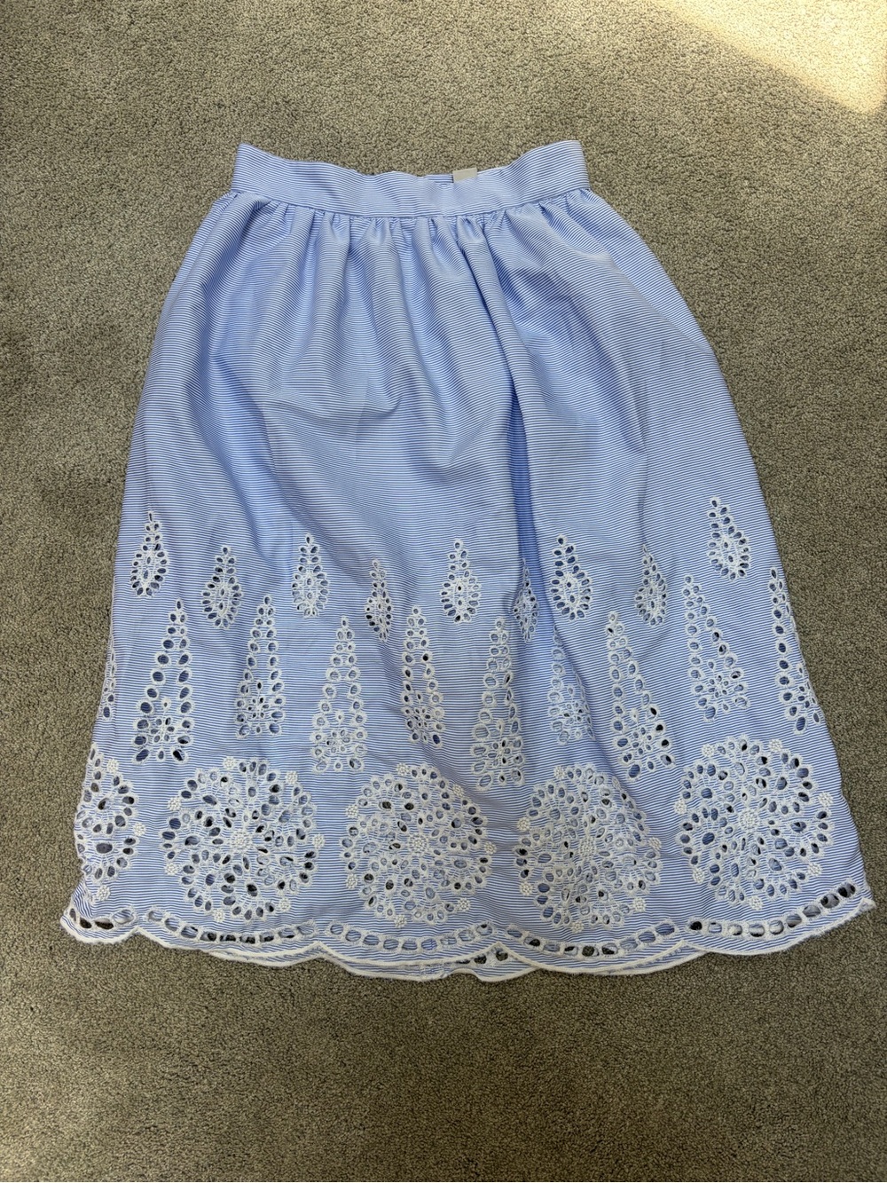 H&M Light Blue Eyelet Midi Skirt